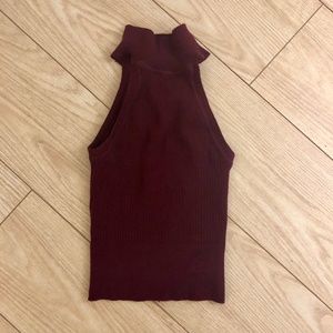 LF Burgundy Sleeveless Turtleneck